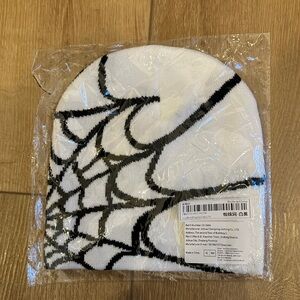 White and Black Spider Web Beanie